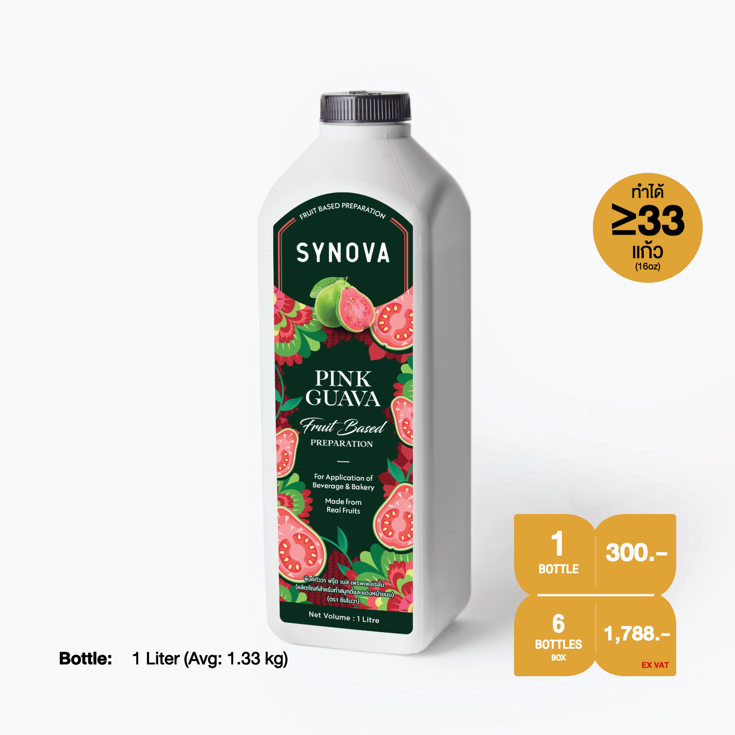 น้ำผลไม้เข้มข้น SYNOVA : ซอสฝรั่งชมพูเข้มข้น (ยกกล่อง)
